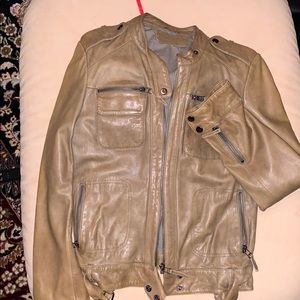 Kookai olive brown leather jacket